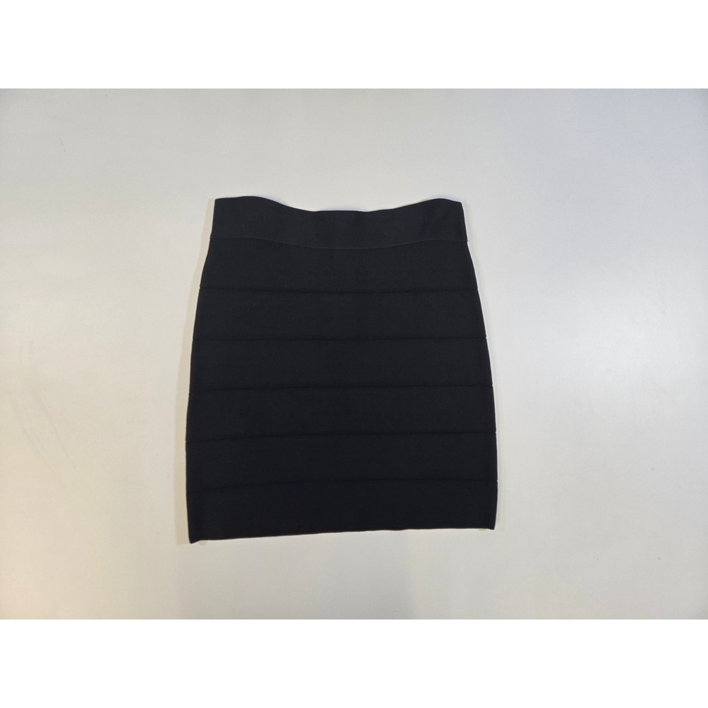Bebe Black Bandage Mini Skirt Gold Back Zip Bodycon S0ERX101-9500 Womens Medium